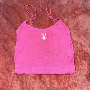 Playboy Pink Women's Cropped Tank Top